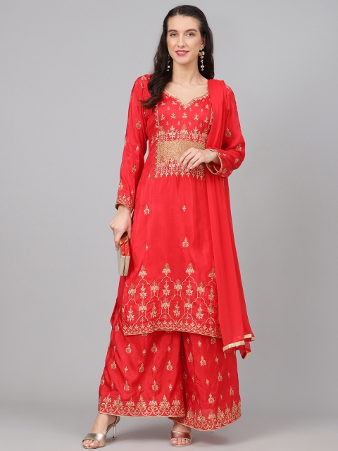 

Biba Red & Golden Embroidered Unstitched Dress Material