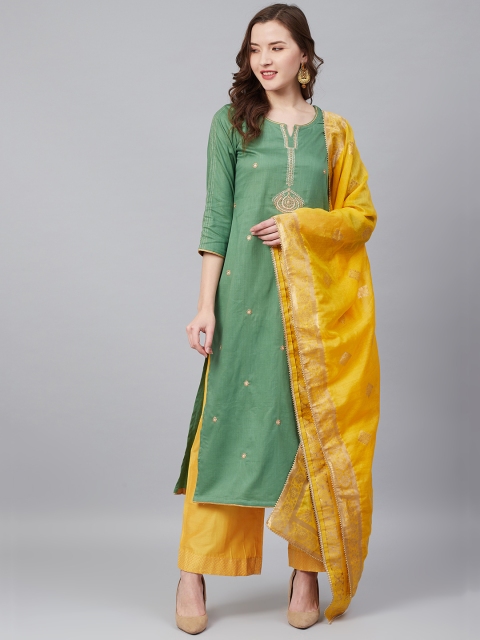 

Biba Green & Yellow Embroidered Unstitched Dress Material