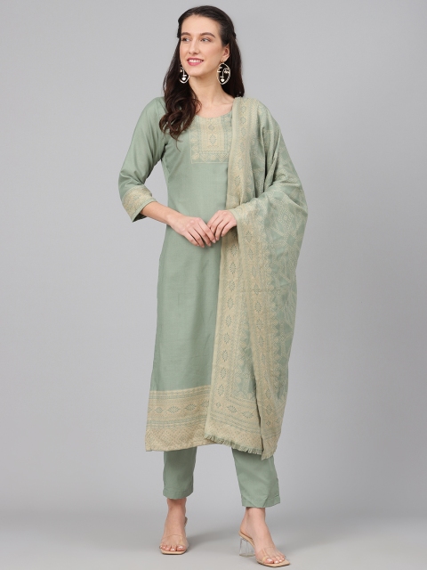 

Biba Green & Beige Pashmina Unstitched Dress Material