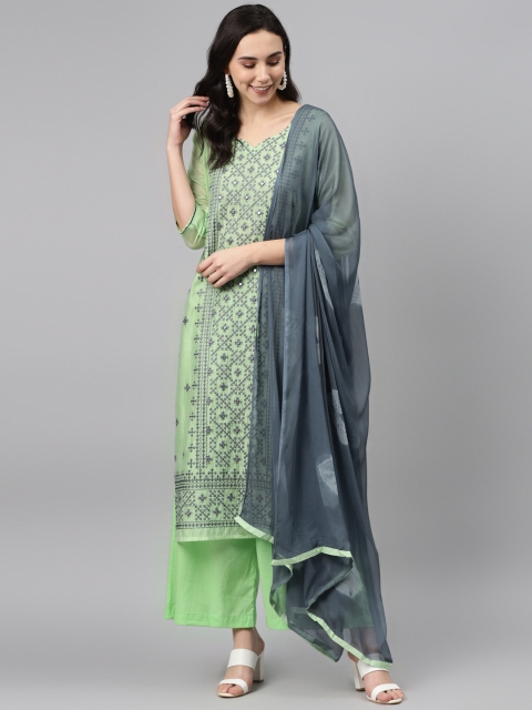 

Biba Green & Charcoal Grey Unstitched Dress Material