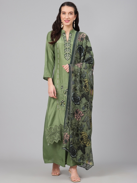 

Biba Green Pure Silk Embroidered Unstitched Dress Material