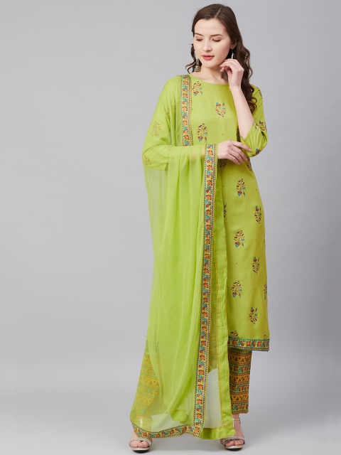 

Biba Green & Golden Embroidered Unstitched Dress Material