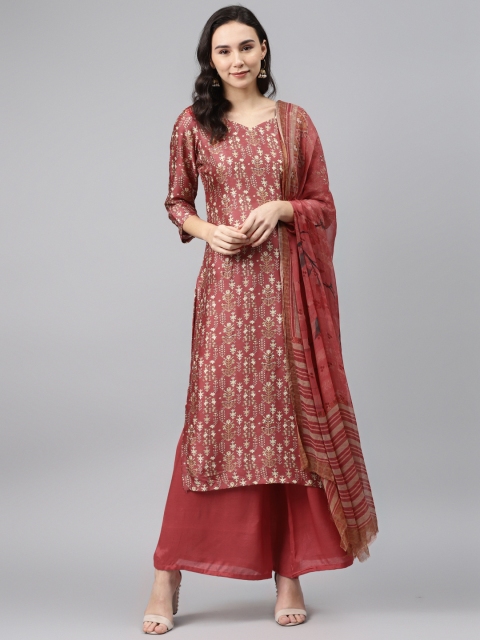 

Biba Red & Cream-Coloured Printed Unstitched Dress Material