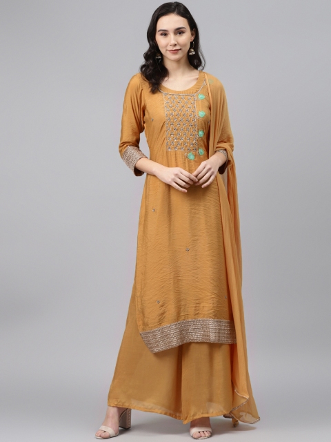 

Biba Mustard Yellow Unstitched Dress Material