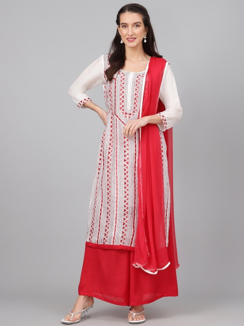 

Biba White & Red Embroidered Pure Silk Unstitched Dress Material