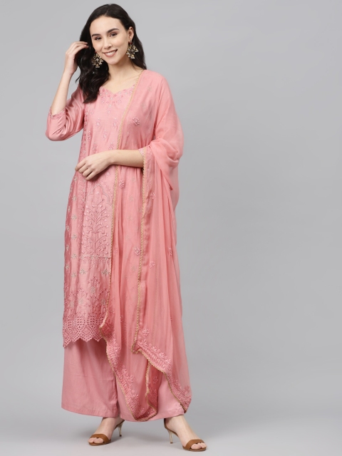 

Biba Pink Embroidered Unstitched Dress Material