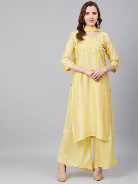 

Biba Yellow Embroidered Unstitched Dress Material