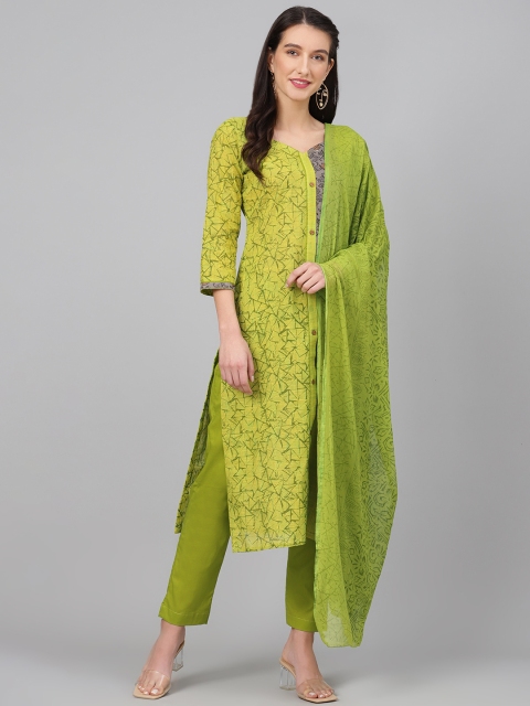 

Biba Green & Charcoal Grey Printed Unstitched Dress Material