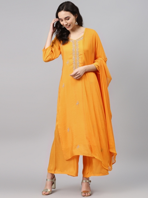

Biba Mustard Yellow Embellished Unstitched Dress Material