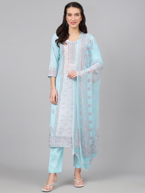 

Biba Blue & Pink Printed Unstitched Dress Material