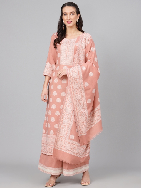 

Biba Dusty Pink & Off-White Woven Design Unstitched Dress Material