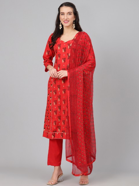 

Biba Red Printed Unstitched Dress Material