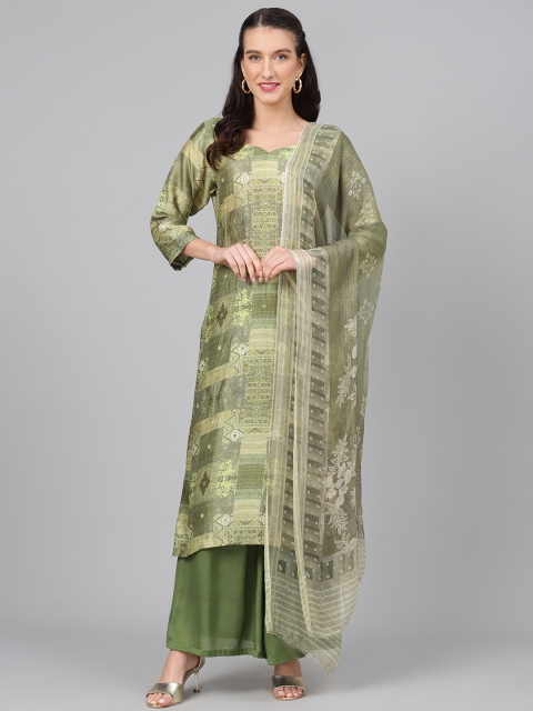 

Biba Olive Green & Beige Printed Unstitched Dress Material