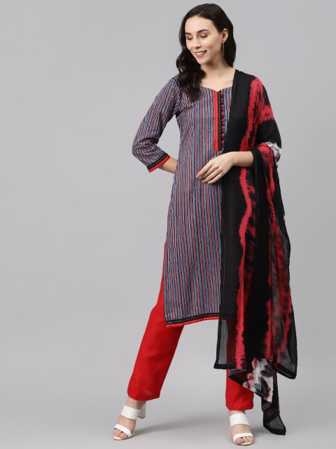 

Biba Blue & Red Striped Unstitched Dress Material