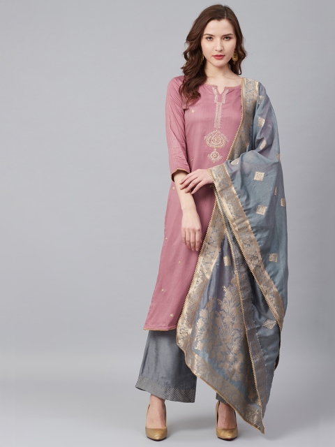 

Biba Pink & Charcoal Grey Unstitched Dress Material