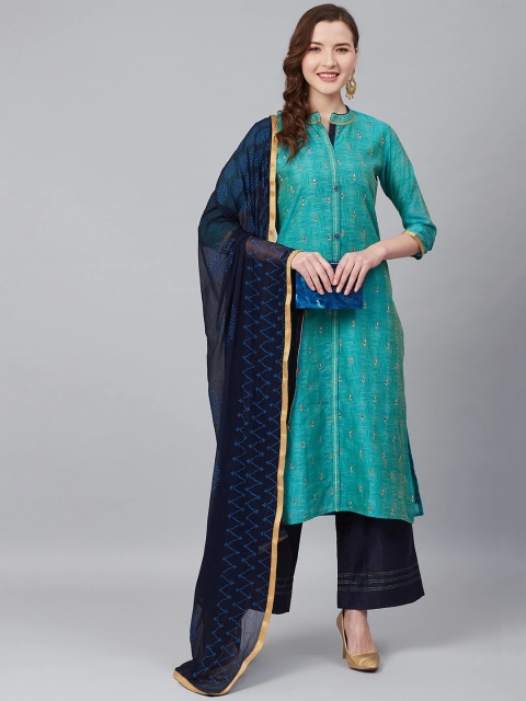 

Biba Blue & Golden Embroidered Unstitched Dress Material