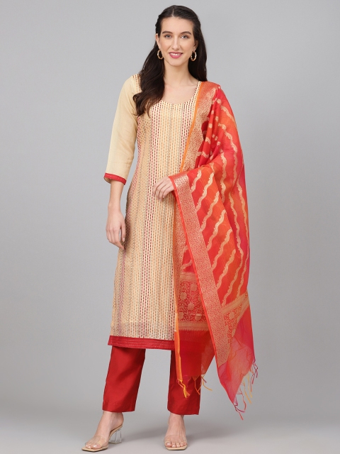 

Biba Beige & Red Embroidered Unstitched Dress Material