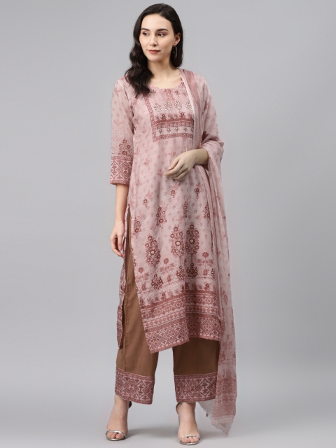 

Biba Pink & Maroon Art Silk Unstitched Dress Material
