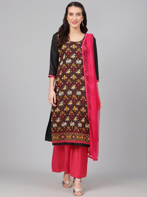 

Biba Black & Pink Pure Silk Embroidered Unstitched Dress Material