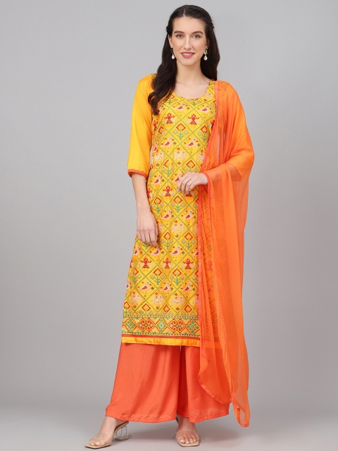 

Biba Yellow & Orange Pure Silk Embroidered Unstitched Dress Material