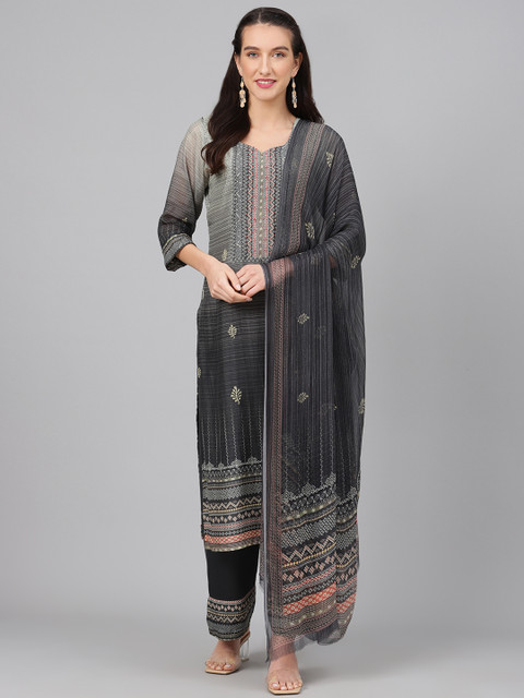 

Biba Black & Grey Printed Unstitched Dress Material