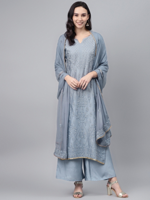 

Biba Blue Embroidered Unstitched Dress Material