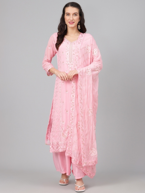 

Biba Pink & Golden Embroidered Unstitched Dress Material