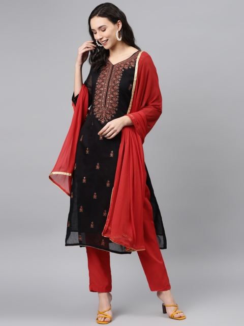 

Biba Black & Red Unstitched Dress Material