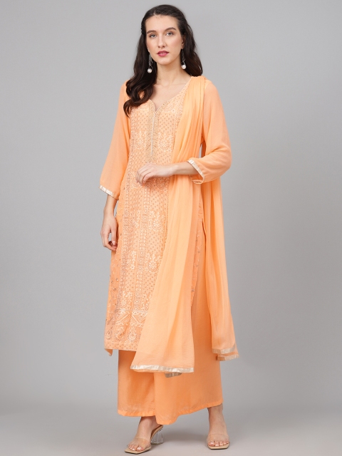 

Biba Peach-Coloured Embellished Unstitched Dress Material