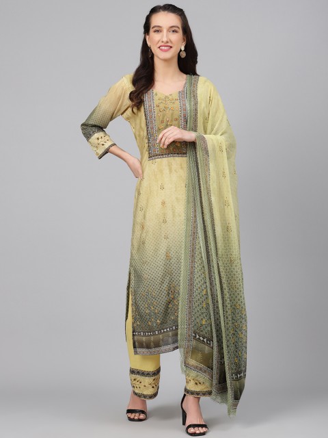 

Biba Green Printed Unstitched Dress Material