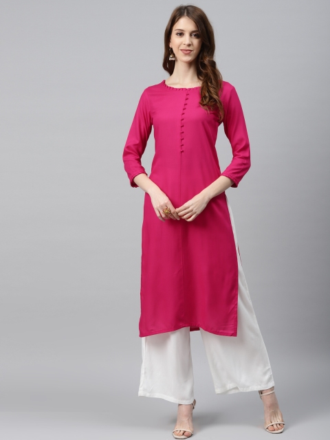 

Vasudha Women Pink Solid Kurta with Palazzos