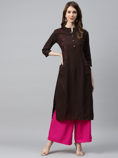 

Vasudha Women Coffee Brown Solid Kurta with Palazzos