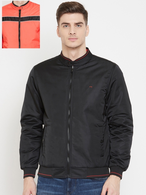 

Okane Men Black & Orange Solid Reversible Bomber