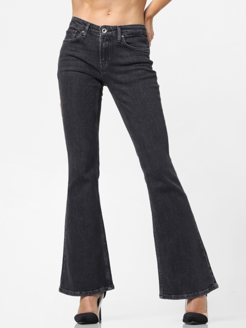 

ONLY Women Grey Flared Mid-Rise Clean Look Stretchable Jeans