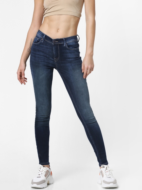 

ONLY Women Blue Skinny Fit Mid-Rise Clean Look Stretchable Jeans