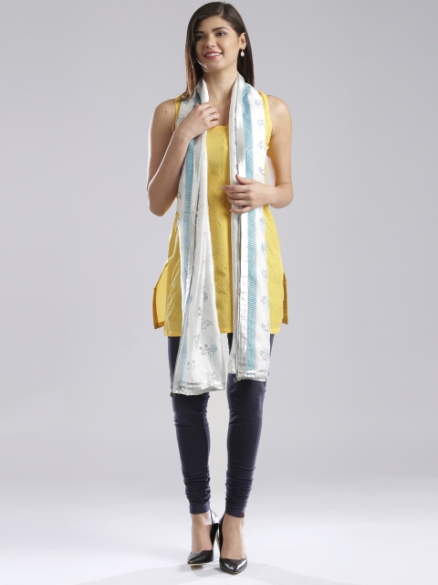 

W White Tropical Print Dupatta