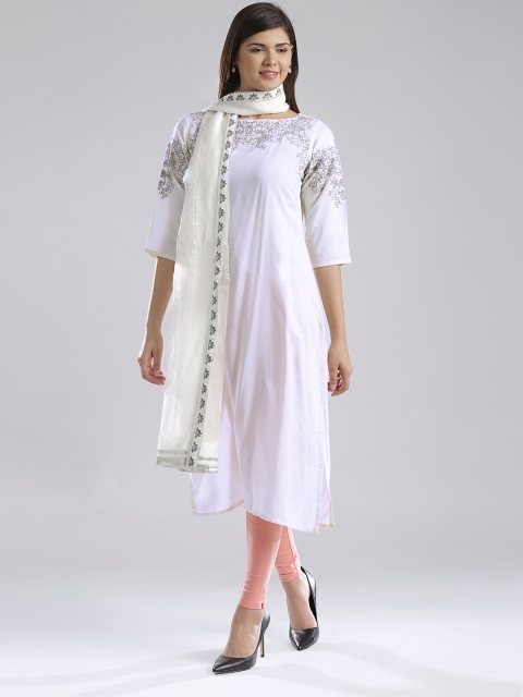 

W Off-White Silk Patterned Dupatta