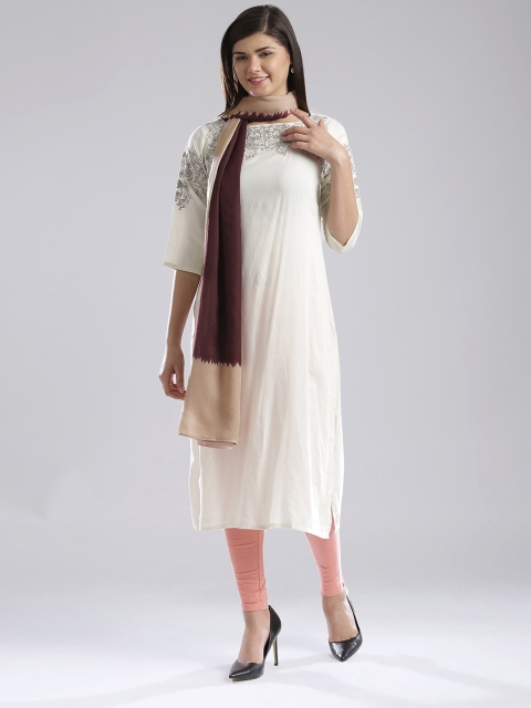 

W Burgundy & Beige Dyed Dupatta