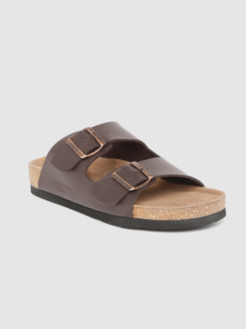 

Carlton London Men Coffee Brown Comfort Sandals with Buckle Detail