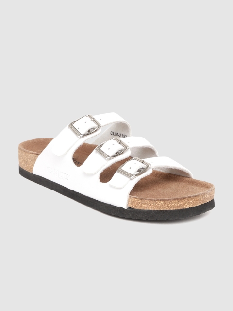 

Carlton London Men White Comfort Sandals with Buckle Detail