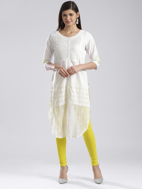 

W White Printed Sheer Detail Kurta