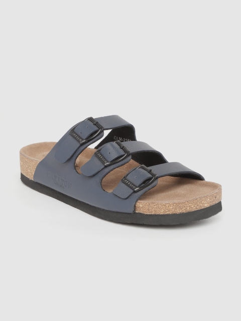 

Carlton London Men Navy Blue Comfort Sandals with Buckle Detail