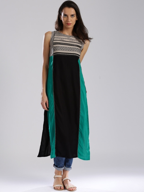 

W Black Woven Pattern Kurta