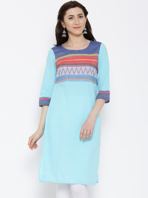 

Aurelia Blue Woven Design Kurta
