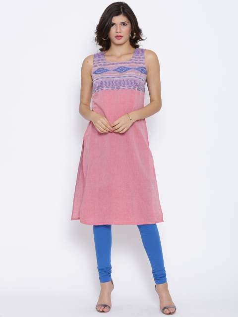 

Aurelia Pink Woven Design Kurta