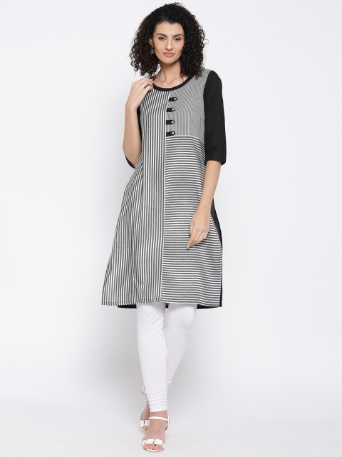 

Aurelia Grey & Black Striped Kurta