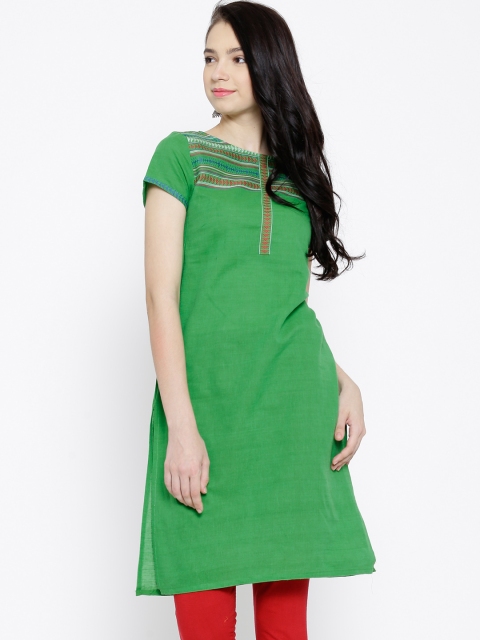 

Aurelia Green Woven Design Kurta