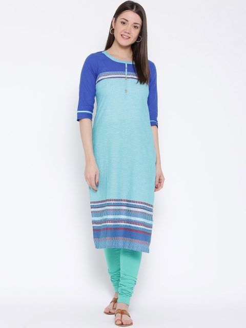 

Aurelia Blue Woven Design Kurta