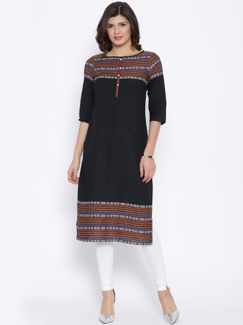 

Aurelia Black Woven Design Kurta