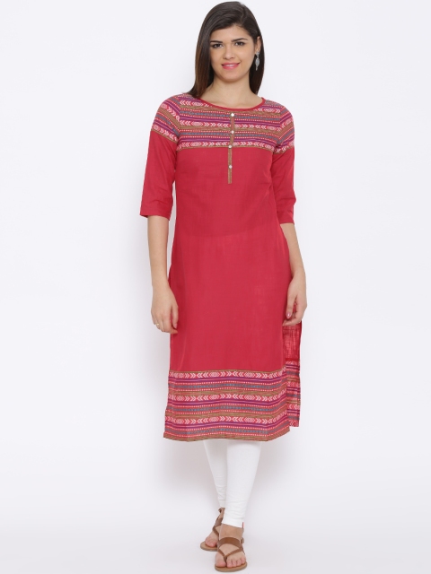 

Aurelia Pink Woven Design Kurta